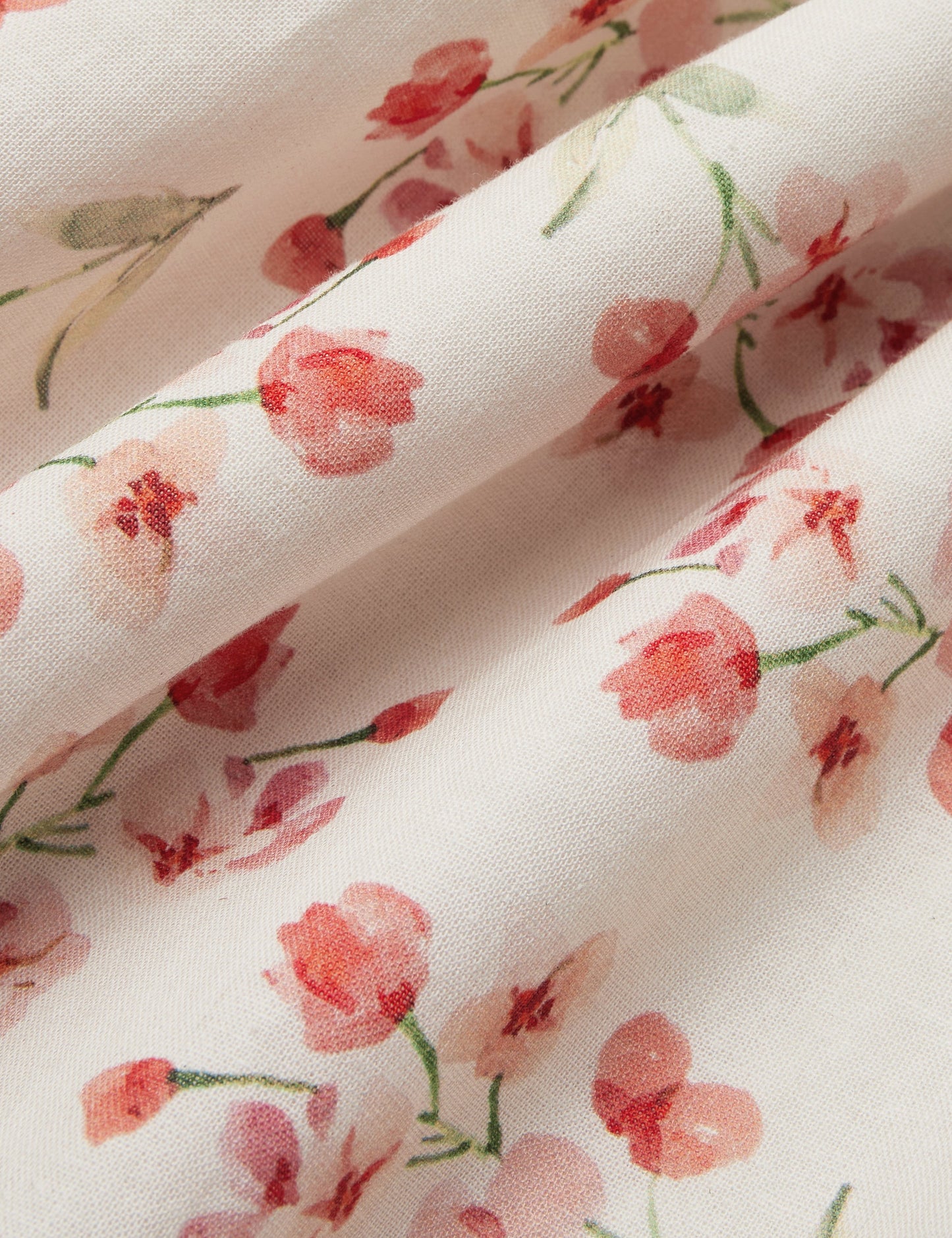 Cotton And Linen Floral Regular Fit Long Sleeve Elegant Dress, Pink