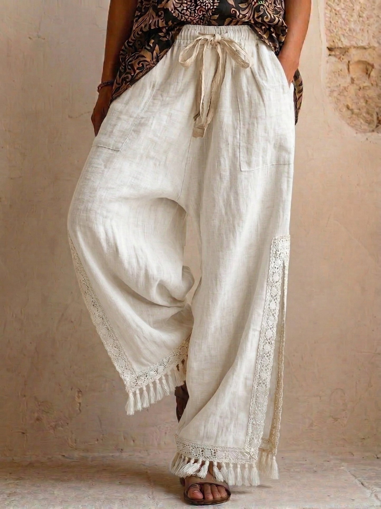 Women's Cotton And Linen Wide Leg Casual Pants
