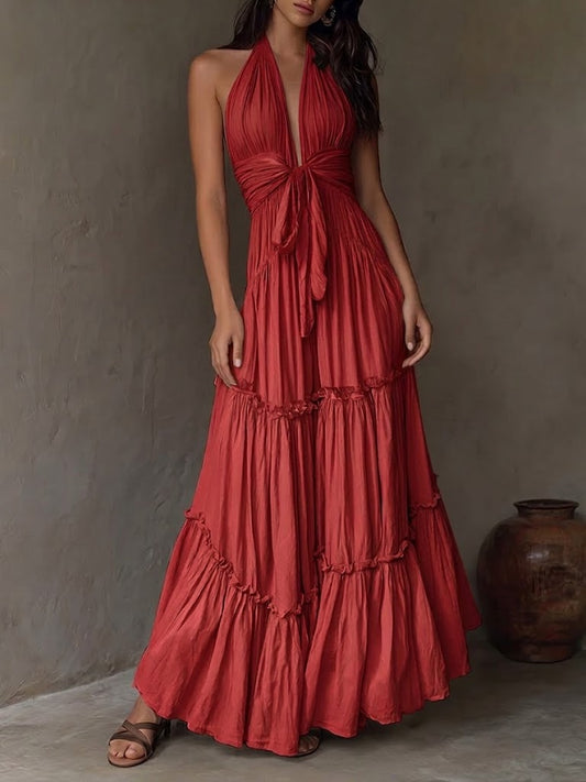 Bohemian Halter-neck Backless Maxi Dress