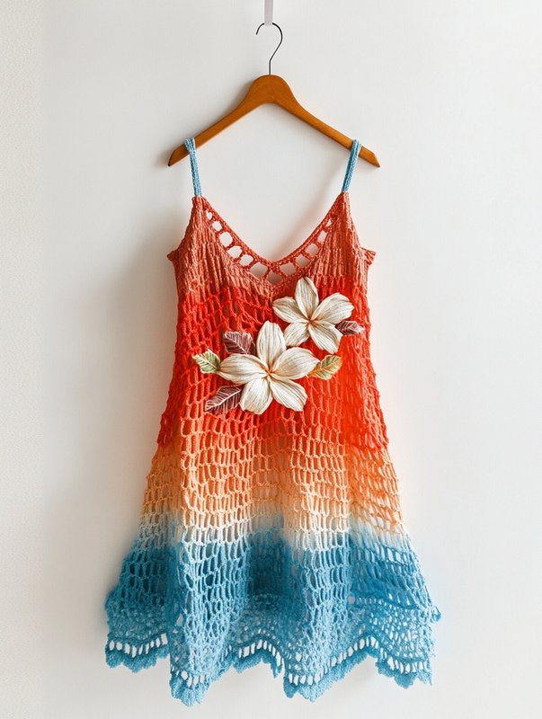 Knitted Summer Fashion Knitted Suspender Hollow Dress 2b18