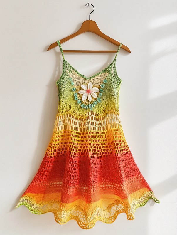 Knitted Summer Fashion Knitted Suspender Hollow Dress d66a