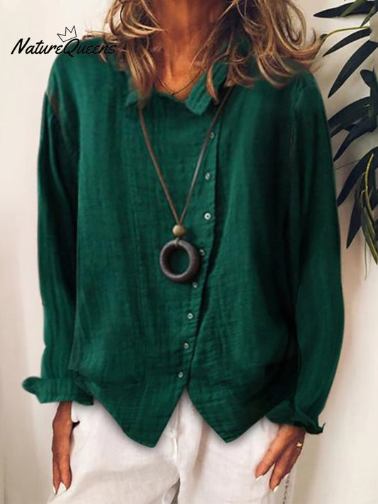 Women's Cotton & Linen Casual Long Shirt