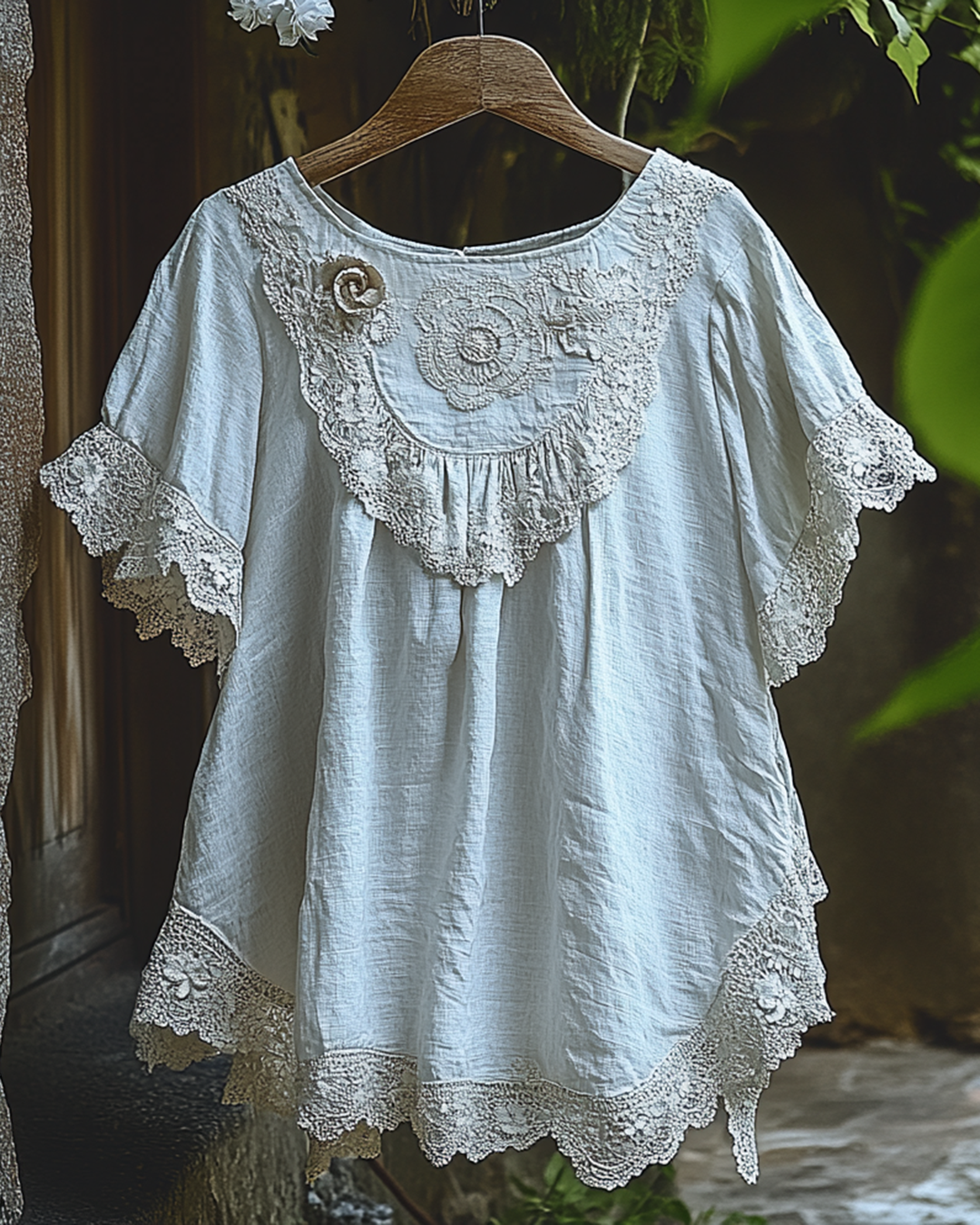 Summer Vacation Ruffle Lace Patchwork Top 563c