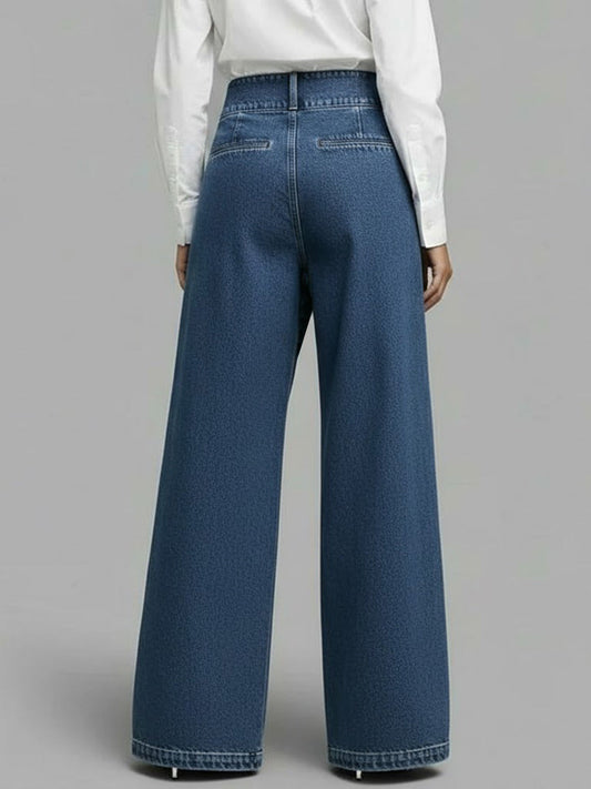 Women's High‐Waisted Relaxed Wide‐Leg Denim Jeans — Everyday Comfort