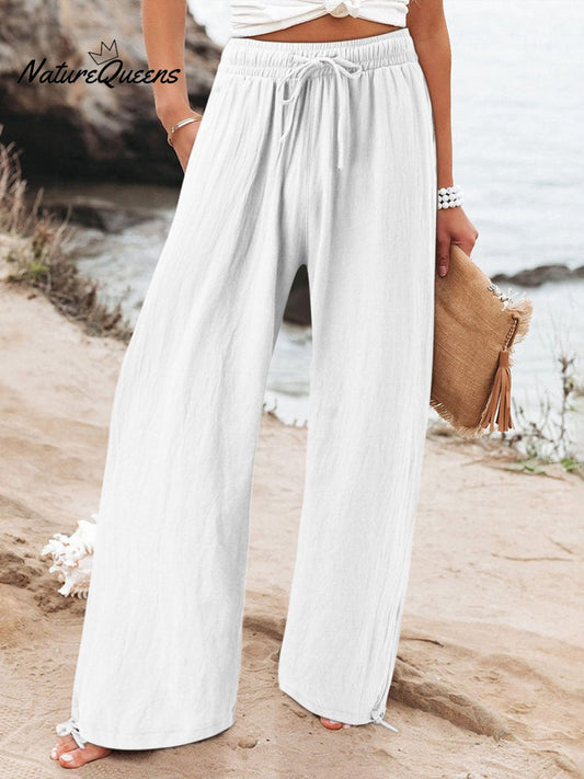 Women's Cotton And Linen Wide Leg Casual Pants