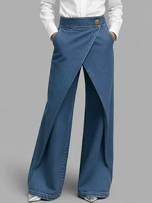 Women's High‐Waisted Relaxed Wide‐Leg Denim Jeans — Everyday Comfort