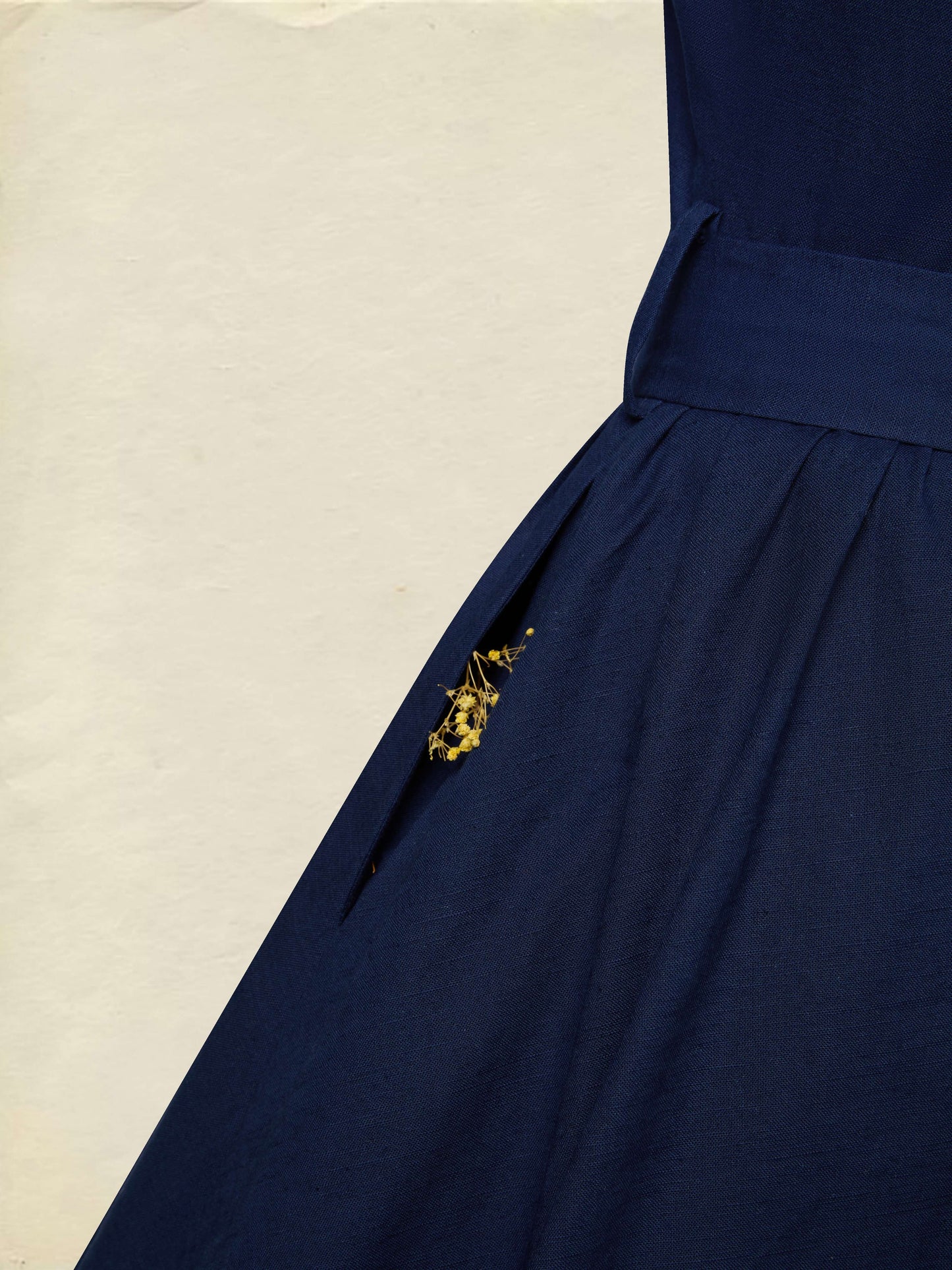 Maxi Cotton Dress, Long Sleeves, Stand Collar, Plain, Belt Design, French Vintage, Blue Purple