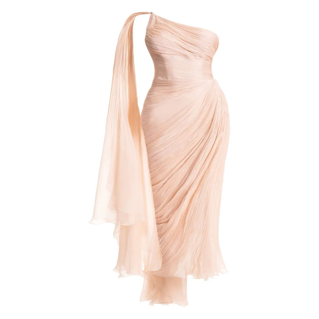 👗 Abito Lungo Monospalla Rosa