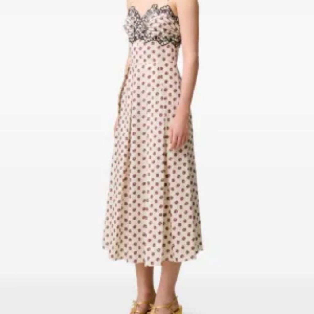 👗 Abito Midi a Spalline Sottili con Pizzo Floreale