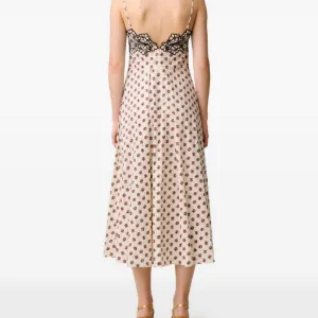 👗 Abito Midi a Spalline Sottili con Pizzo Floreale
