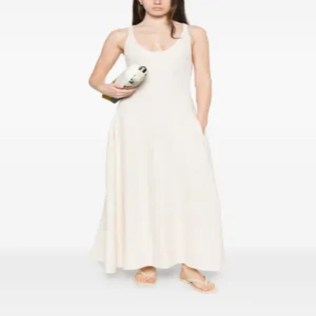 👗 Abito Lungo Senza Maniche Bianco Crema