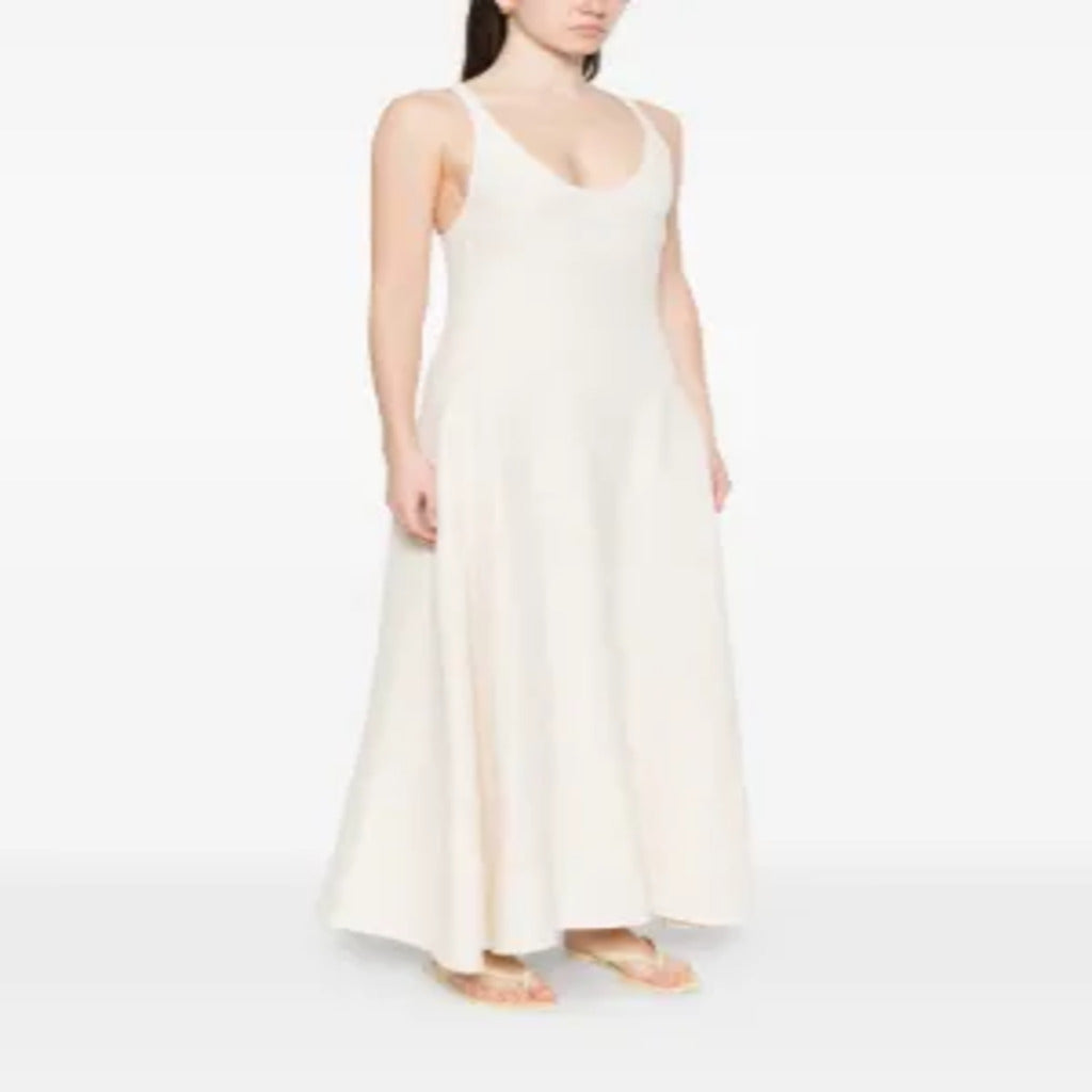 👗 Abito Lungo Senza Maniche Bianco Crema