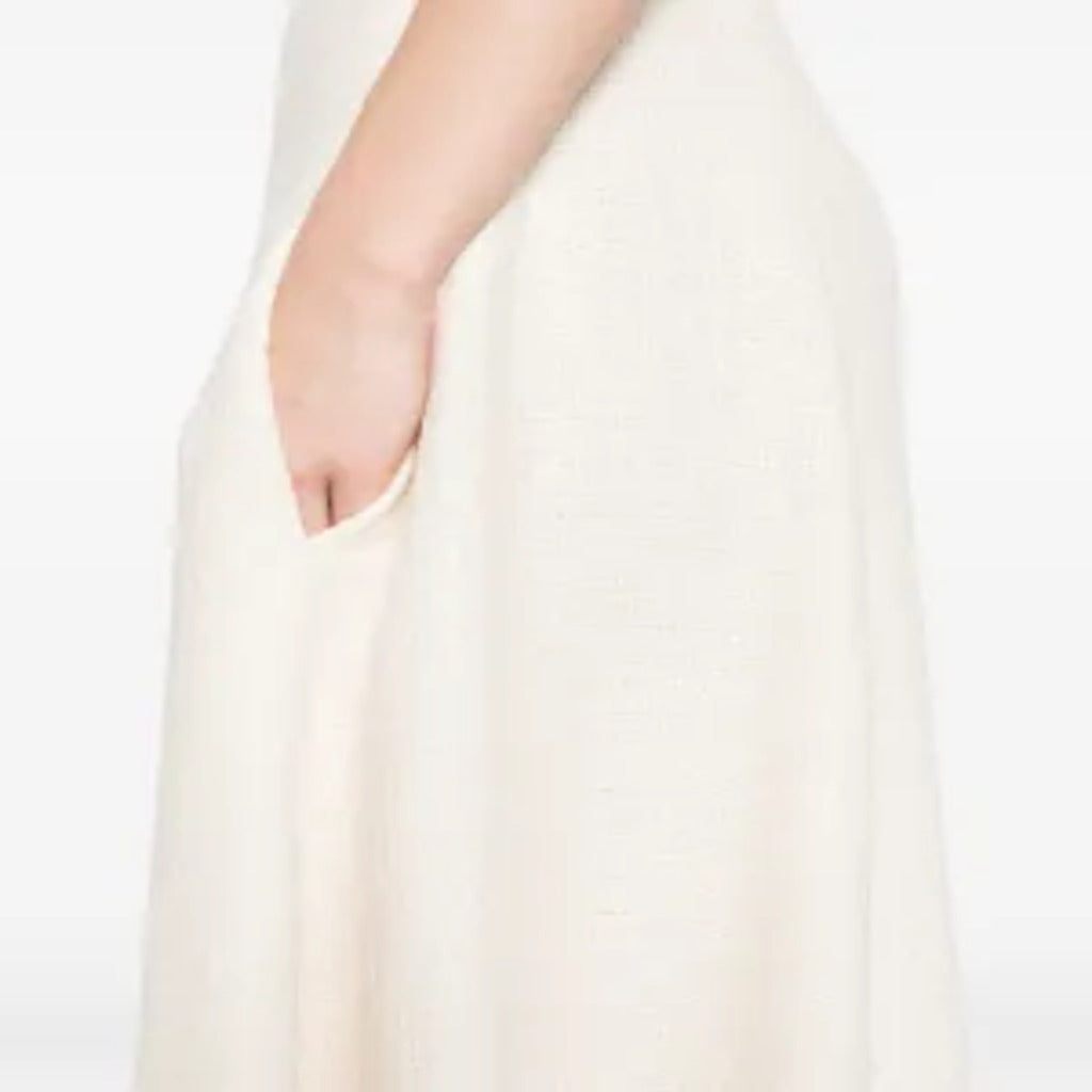 👗 Abito Lungo Senza Maniche Bianco Crema