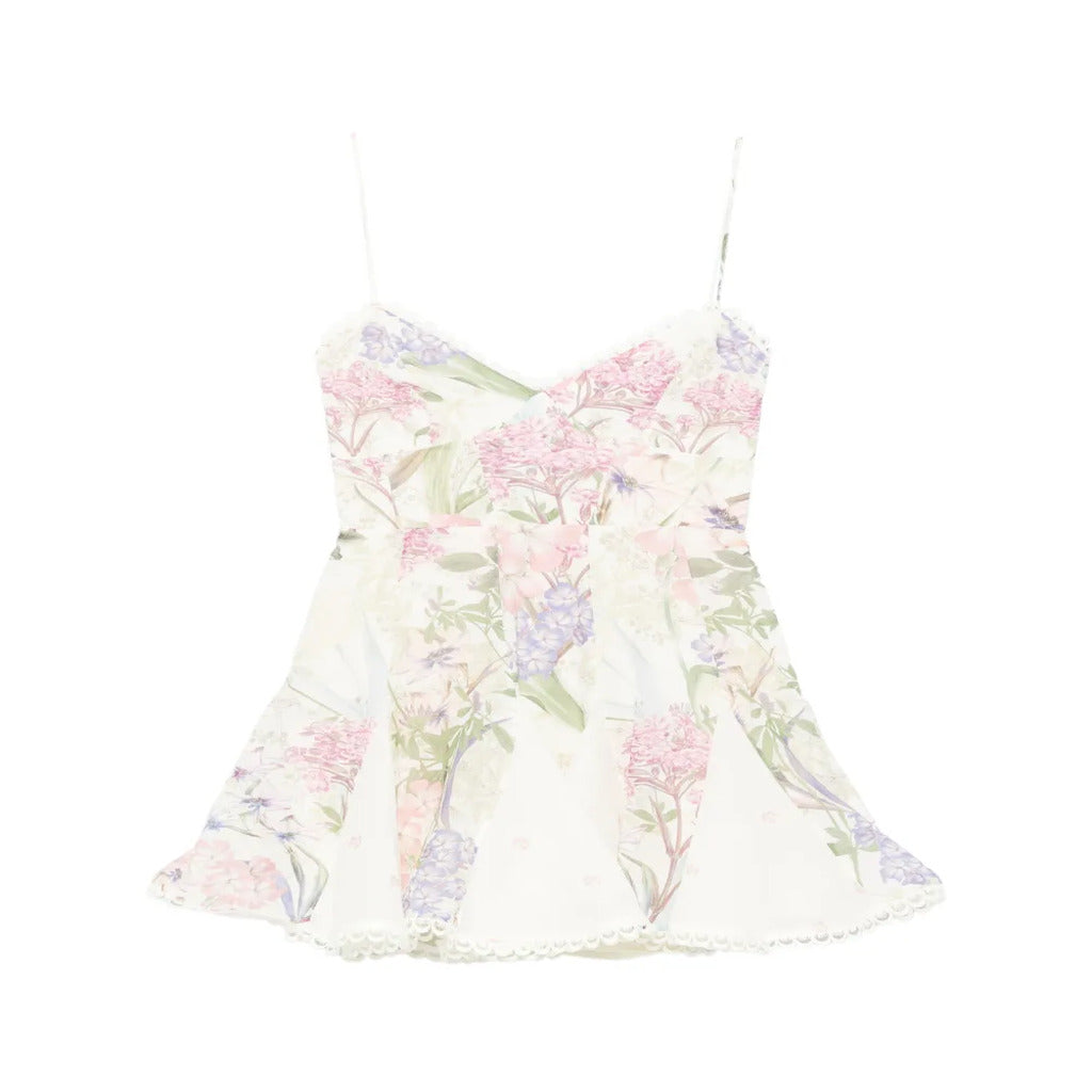👗 Abito Corto Floreale con Spalline Sottili e Schiena a Lacci