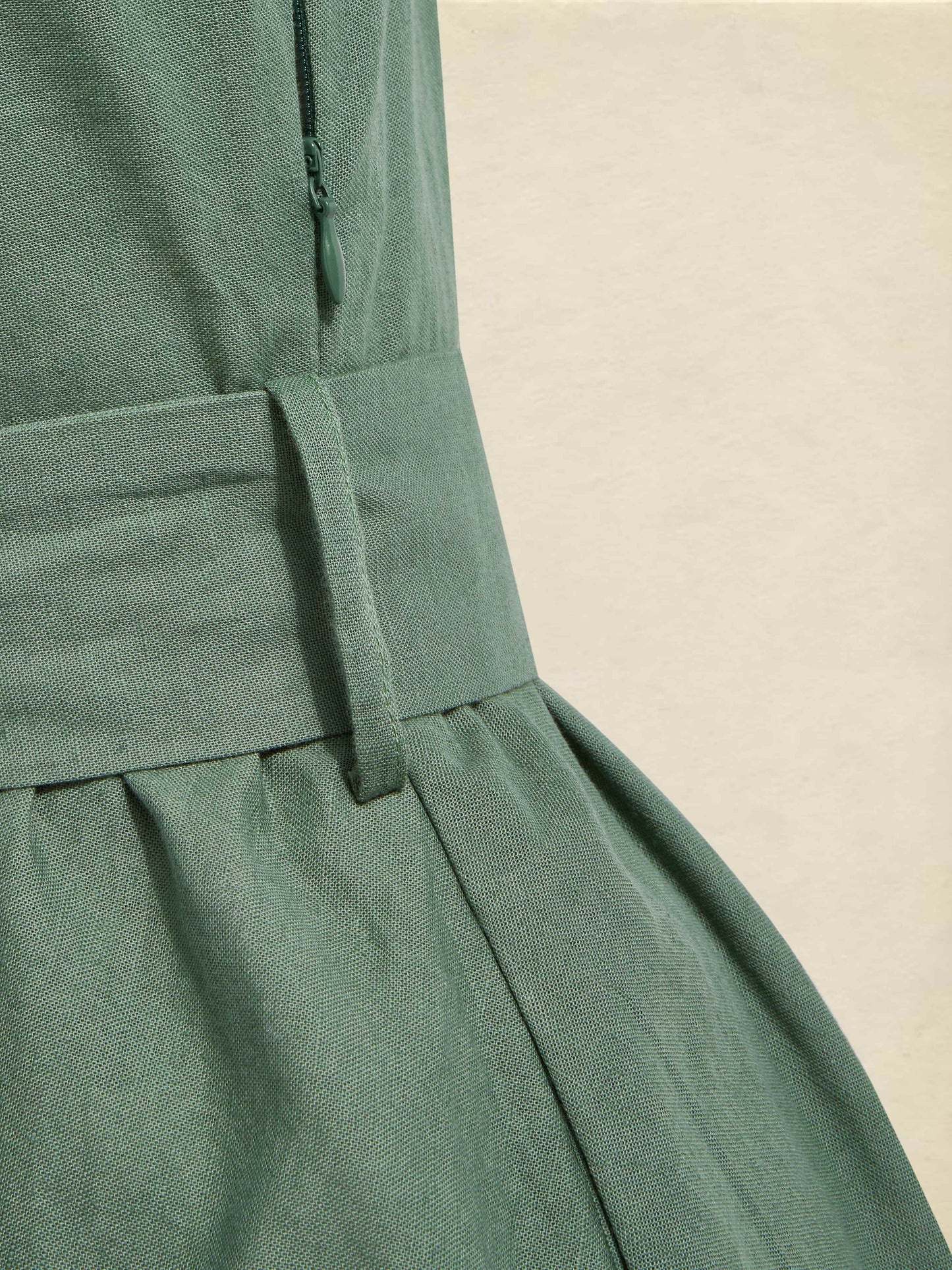 Midi Linen Dress, Half Sleeve,  Linen Blend, Plain, Renaissance, Green