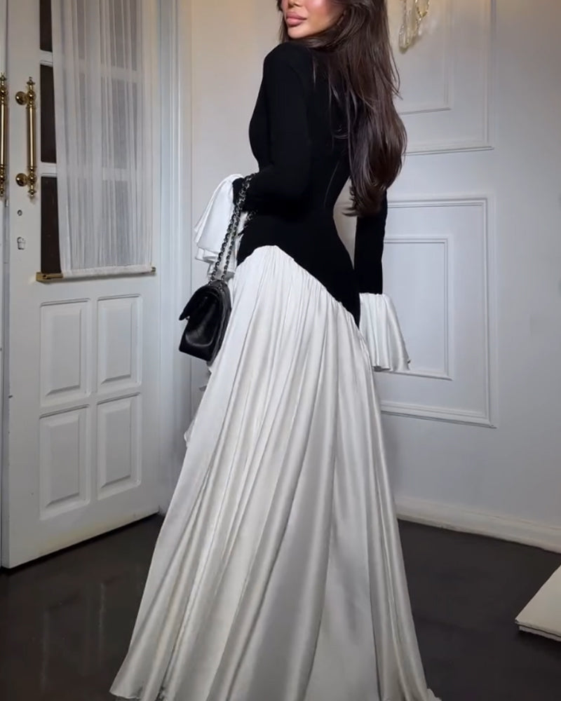 Elegant Ruffle Crewneck Dress
