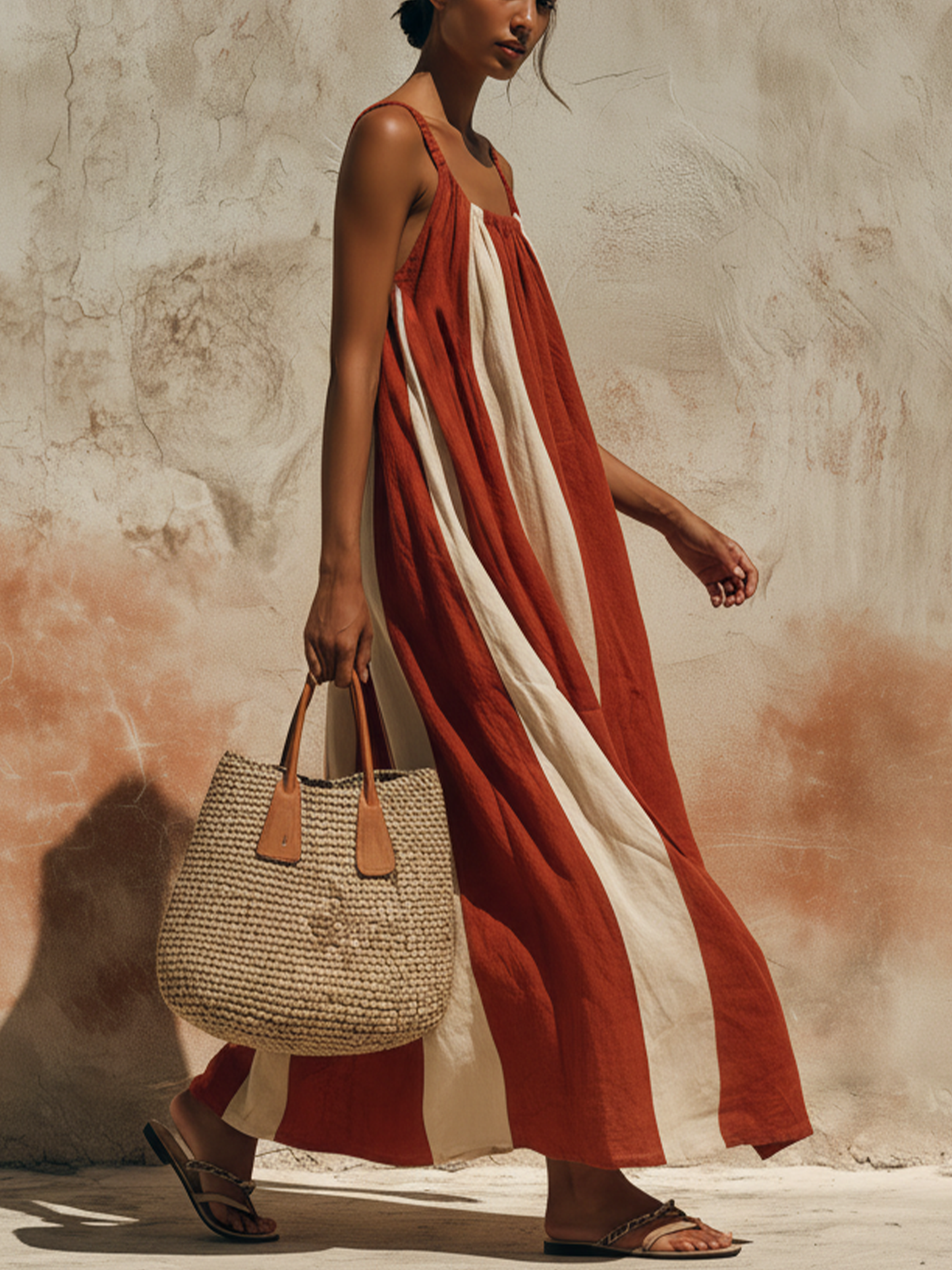Sleeveless Striped Linen Maxi Dress — Casual & Relaxed Resort Style