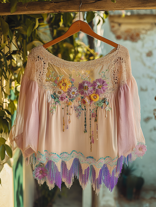 Summer Romantic Lace Ruffle Top 13c3
