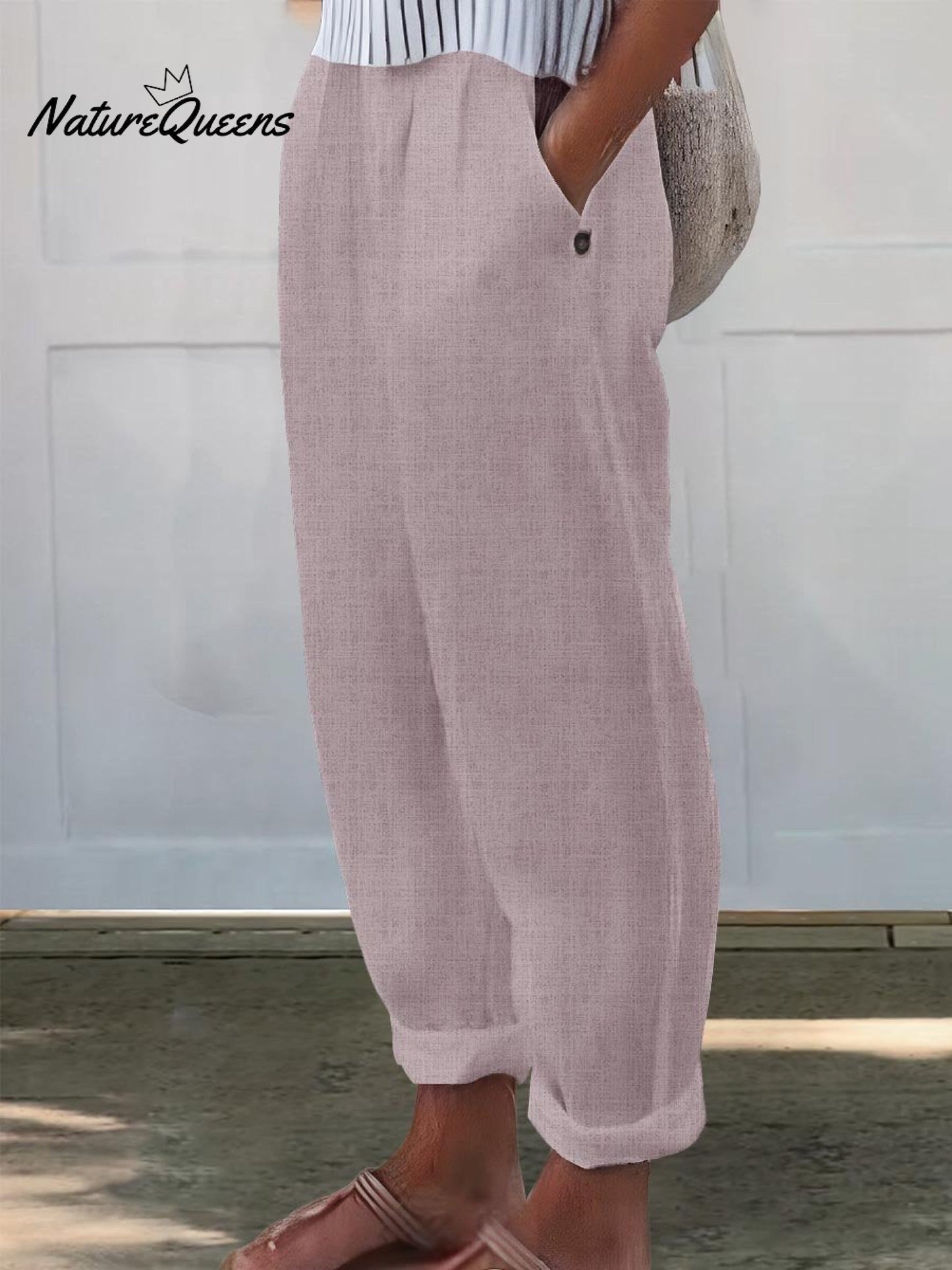 Women's Printed Cotton And Linen Casual Pants