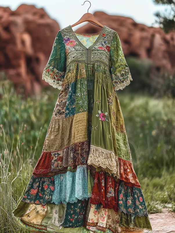 Vintage Summer Print Holiday Everyday Dress 7e47