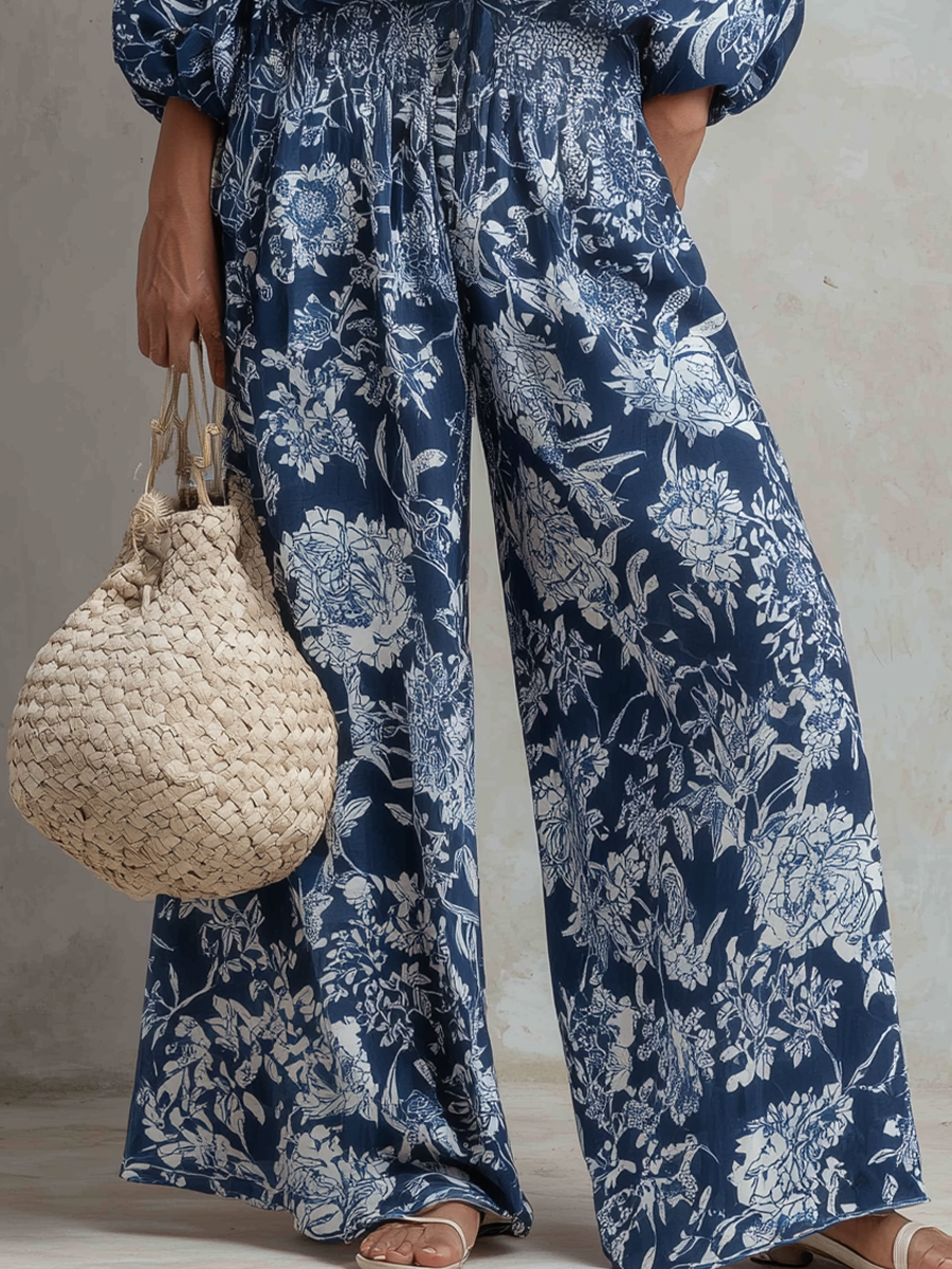 Effortless Floral Print Wide-Leg Set