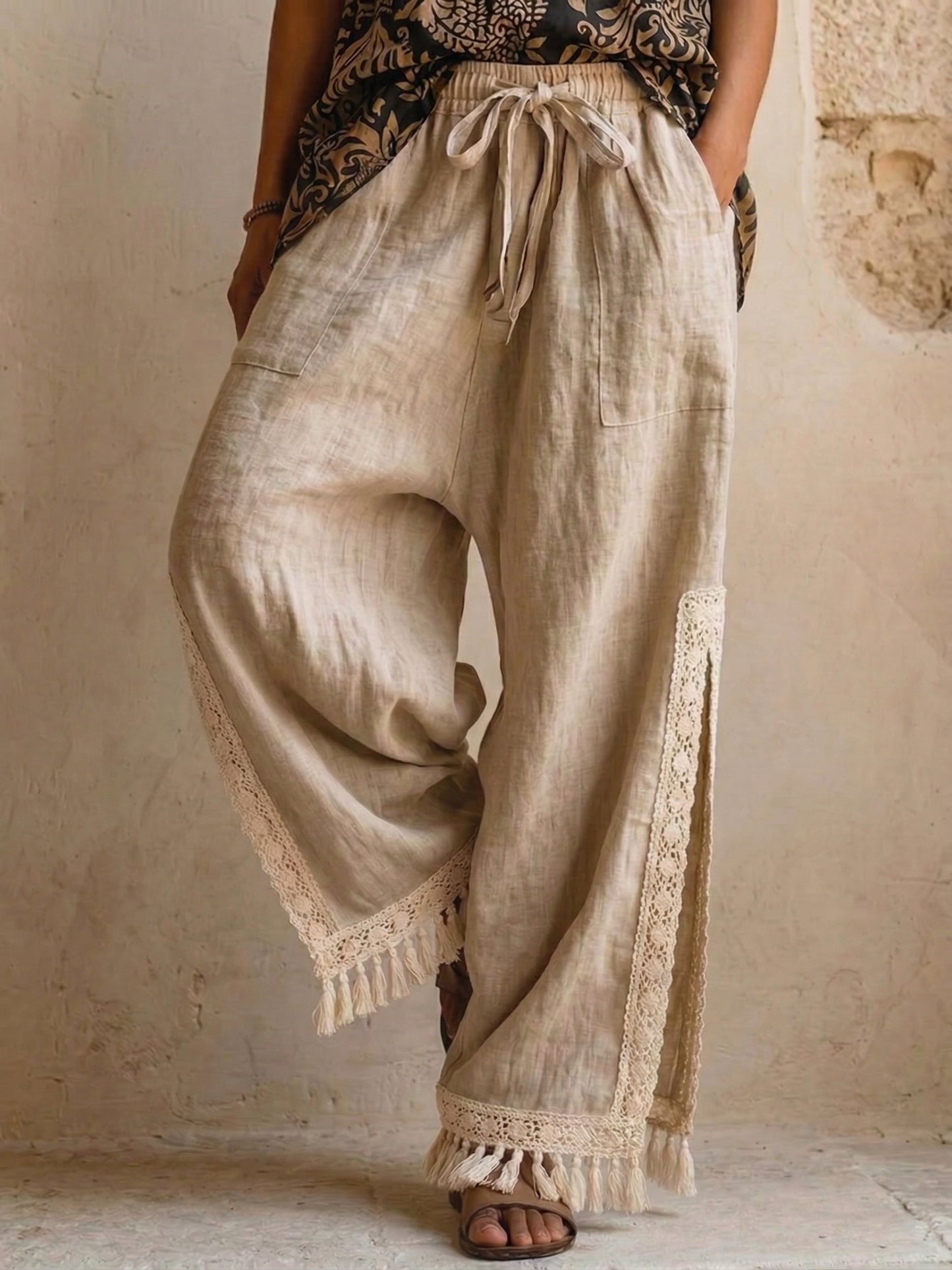 Women's Cotton And Linen Wide Leg Casual Pants
