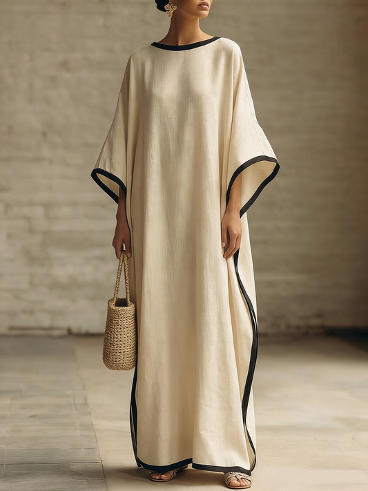 Elegant Trimmed Edge Loose Maxi Dress