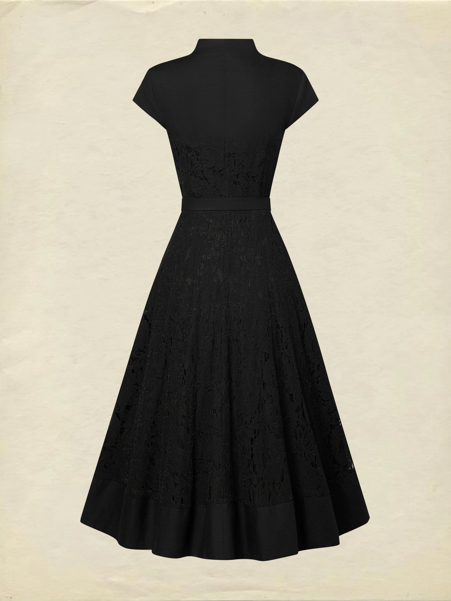 Midi Linen Dress, Sleeveless, V Neck, Lace, Button Design, French Vintage, Black