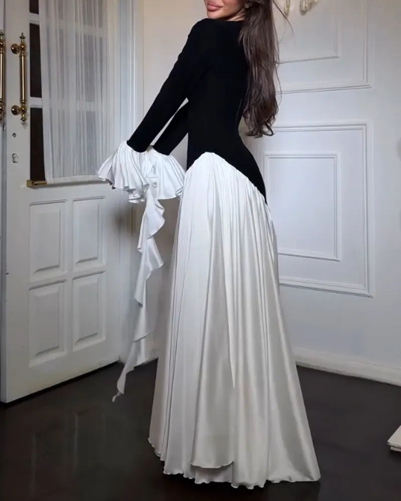 Elegant Ruffle Crewneck Dress