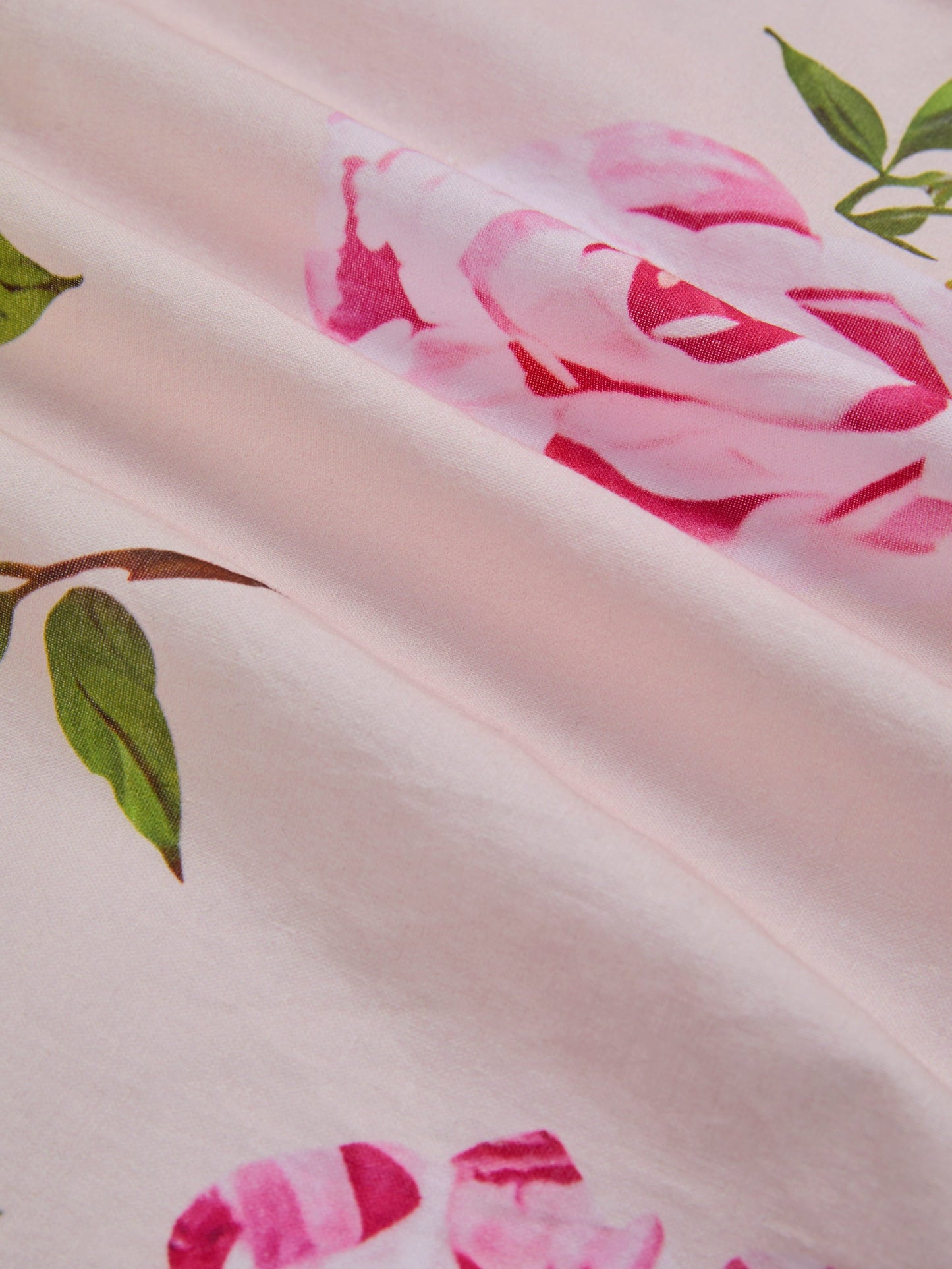 Midi Linen Dress , Long Sleeves, V Neck, Floral, Belt Design, Vacation, Vintage, Light Pink