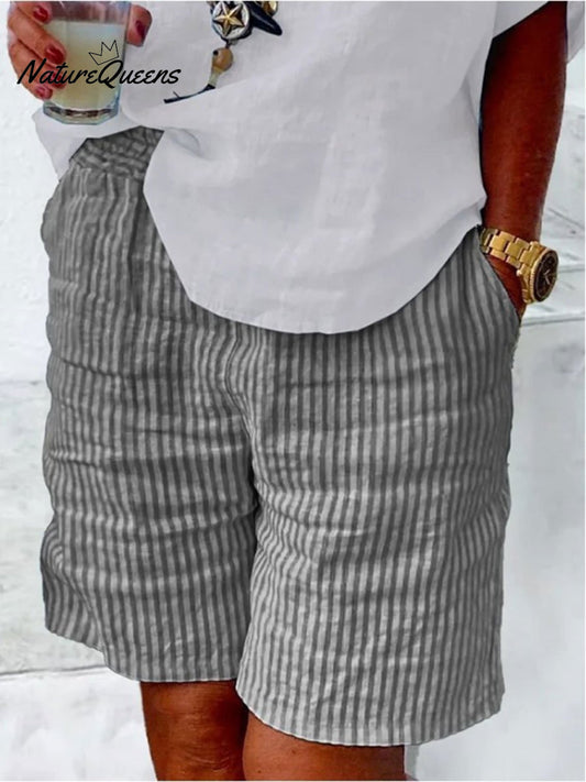 Women's Cotton And Linen Style Mid-Pants