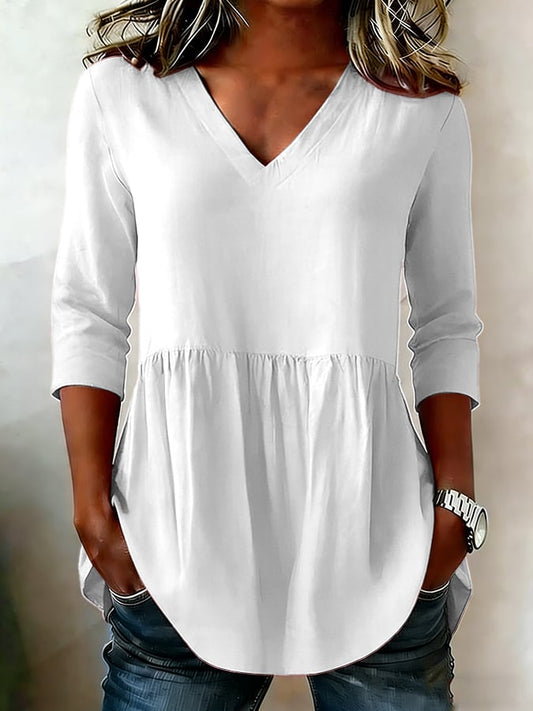 Women's Casual V-neck Cotton Shirt