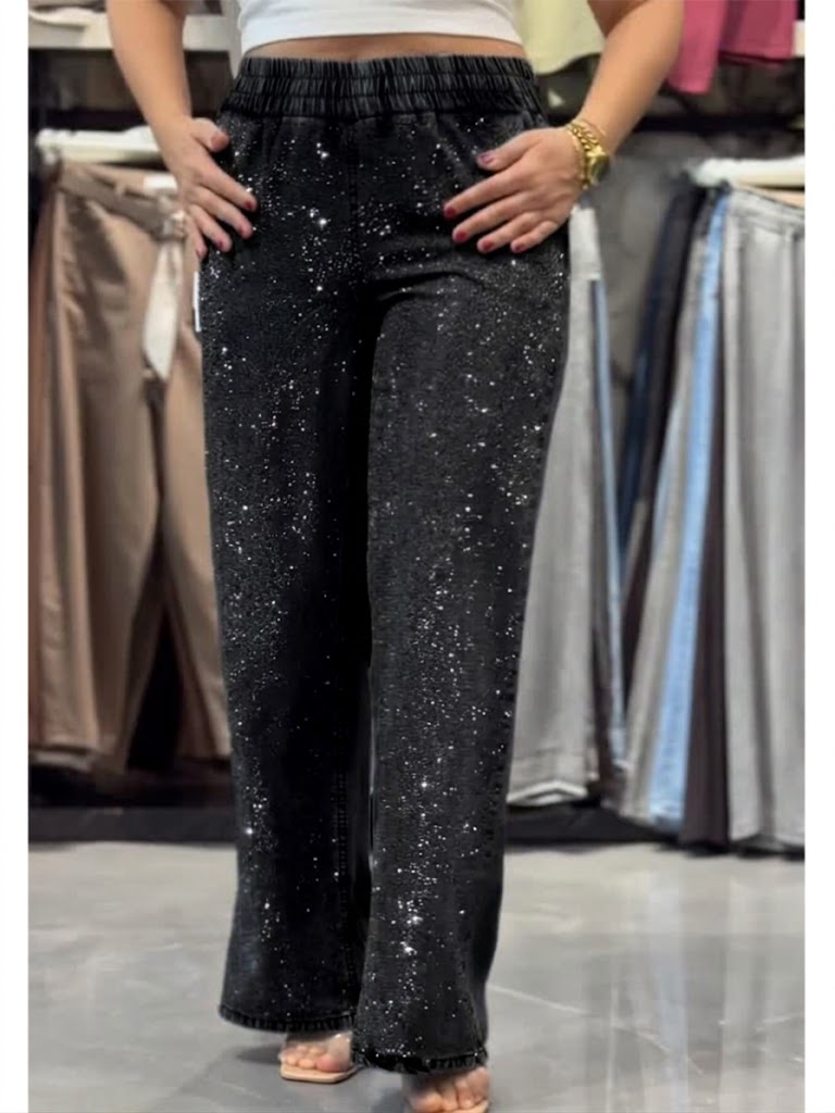 Casual, Sparkling Rhinestone Tencel Denim Jeans