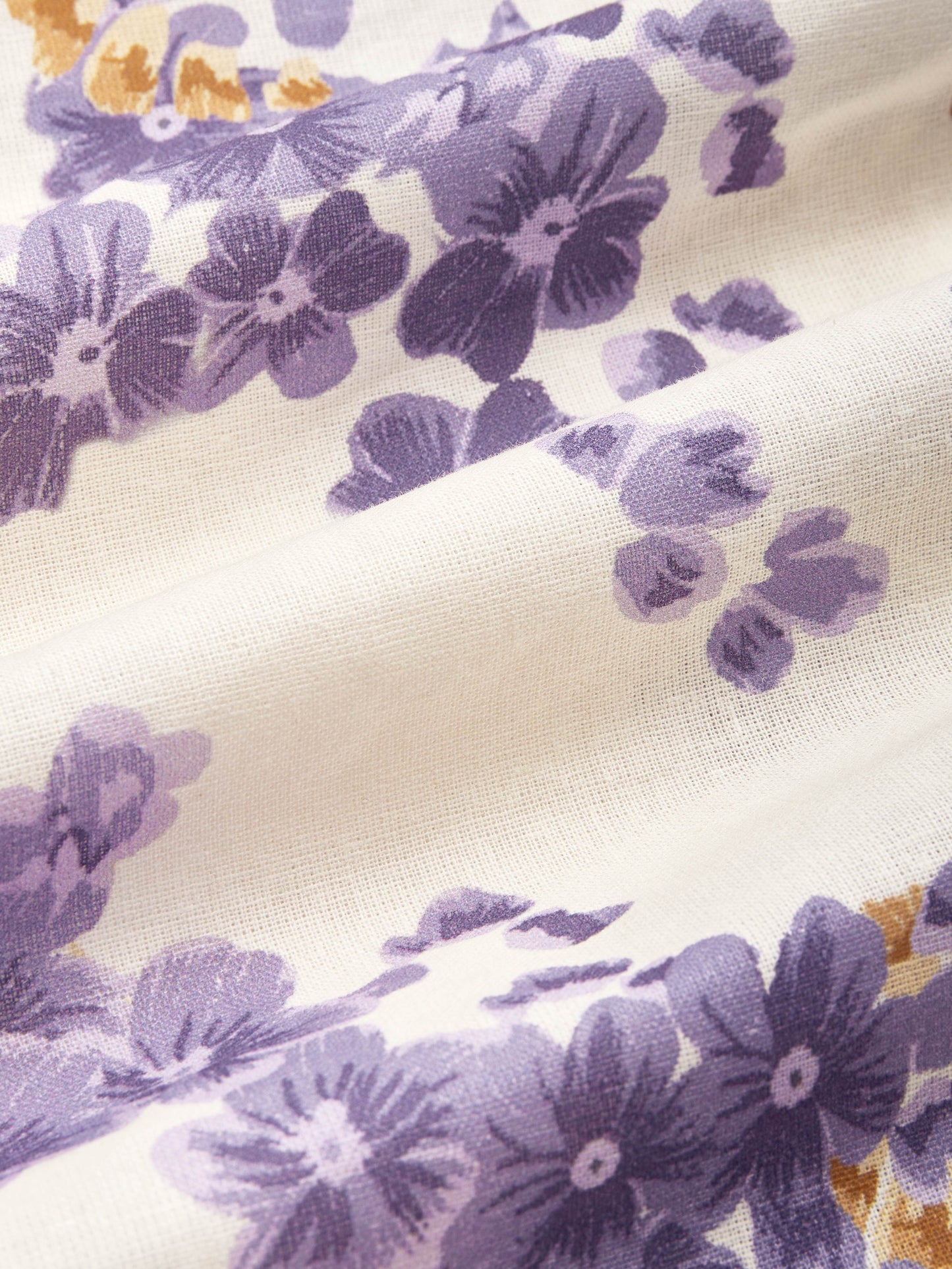 Maxi Linen Dress, Casual, Floral, Pocket Stitching, Crew Neck, Belt, Half Sleeve, Purple, Vintage