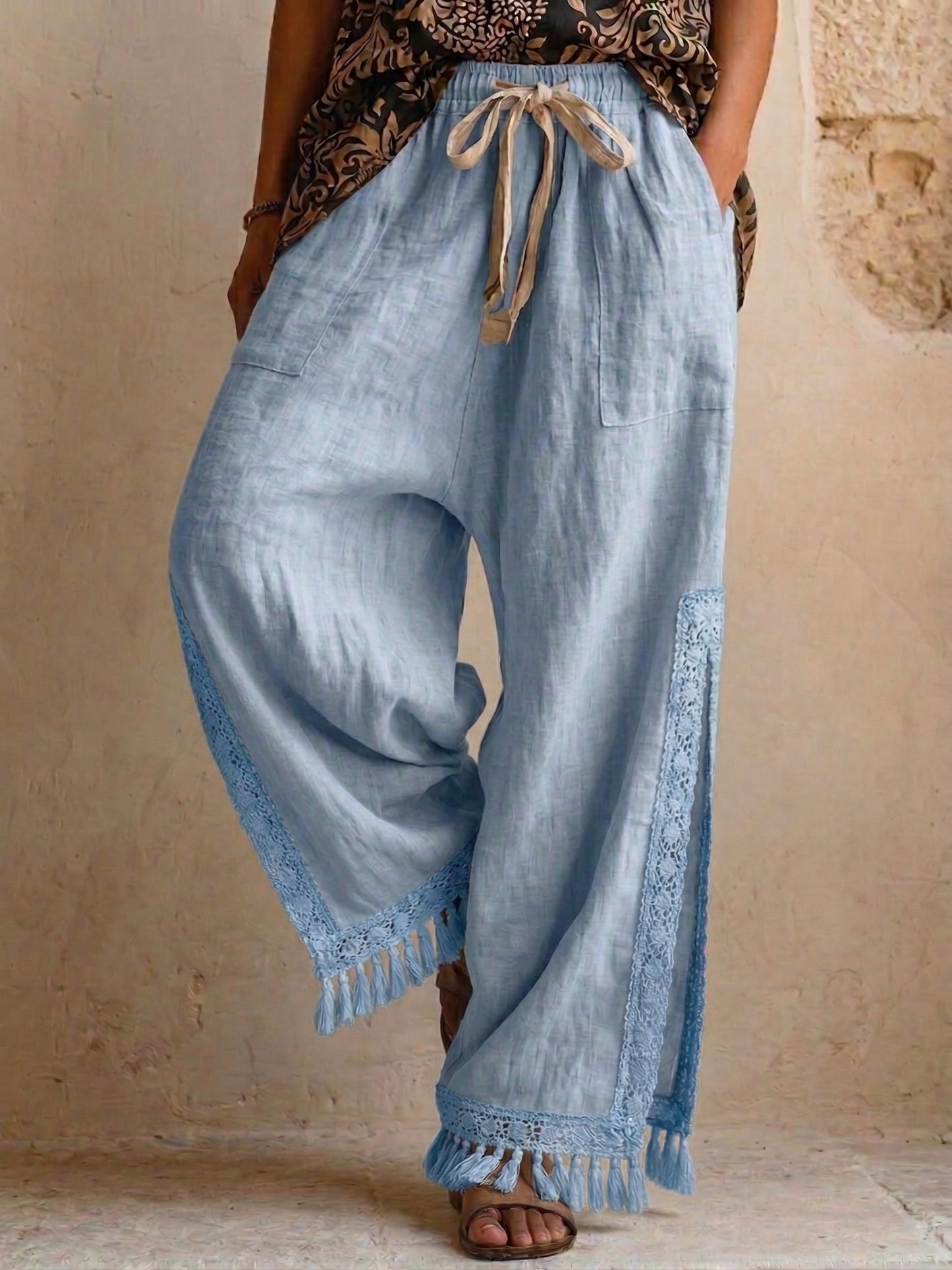 Women's Cotton And Linen Wide Leg Casual Pants