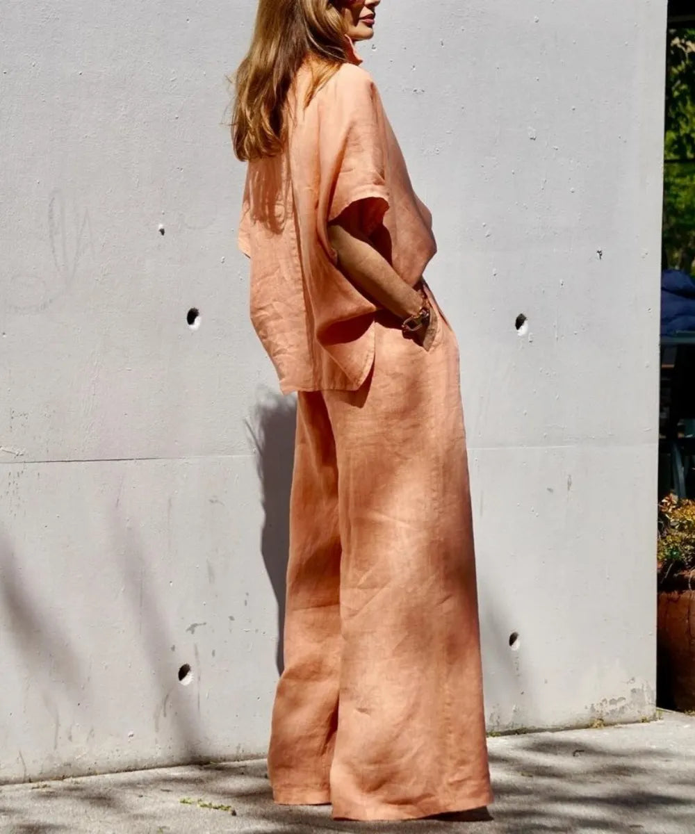 Casual Summer Orange Two-piece Suit