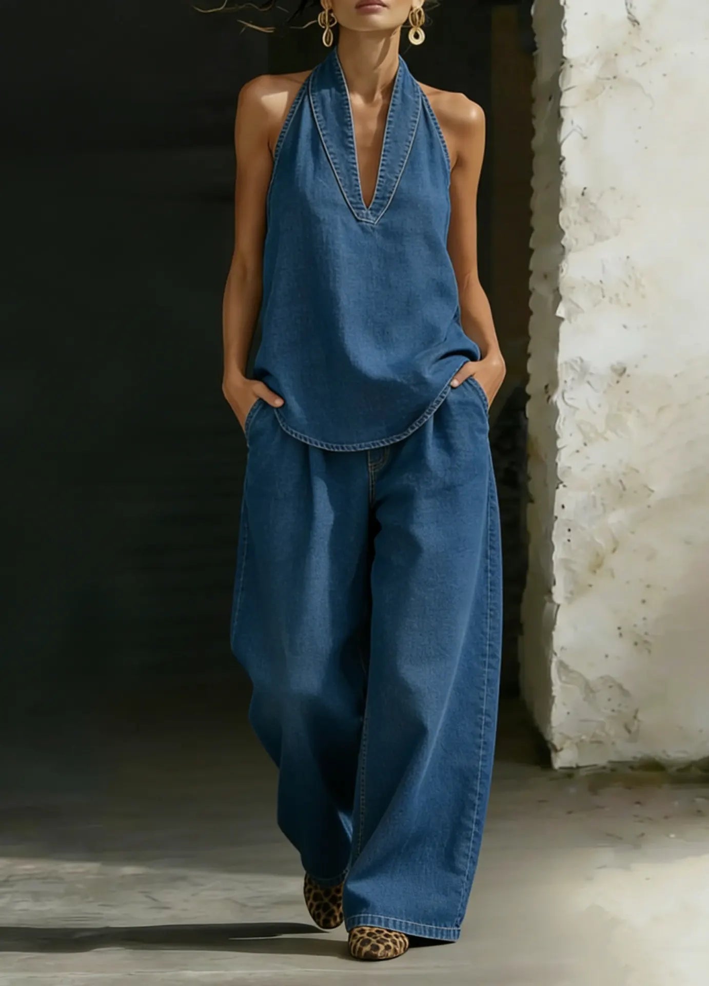 Women's Fashion Cozy Minimalist Two-piece Denim Set