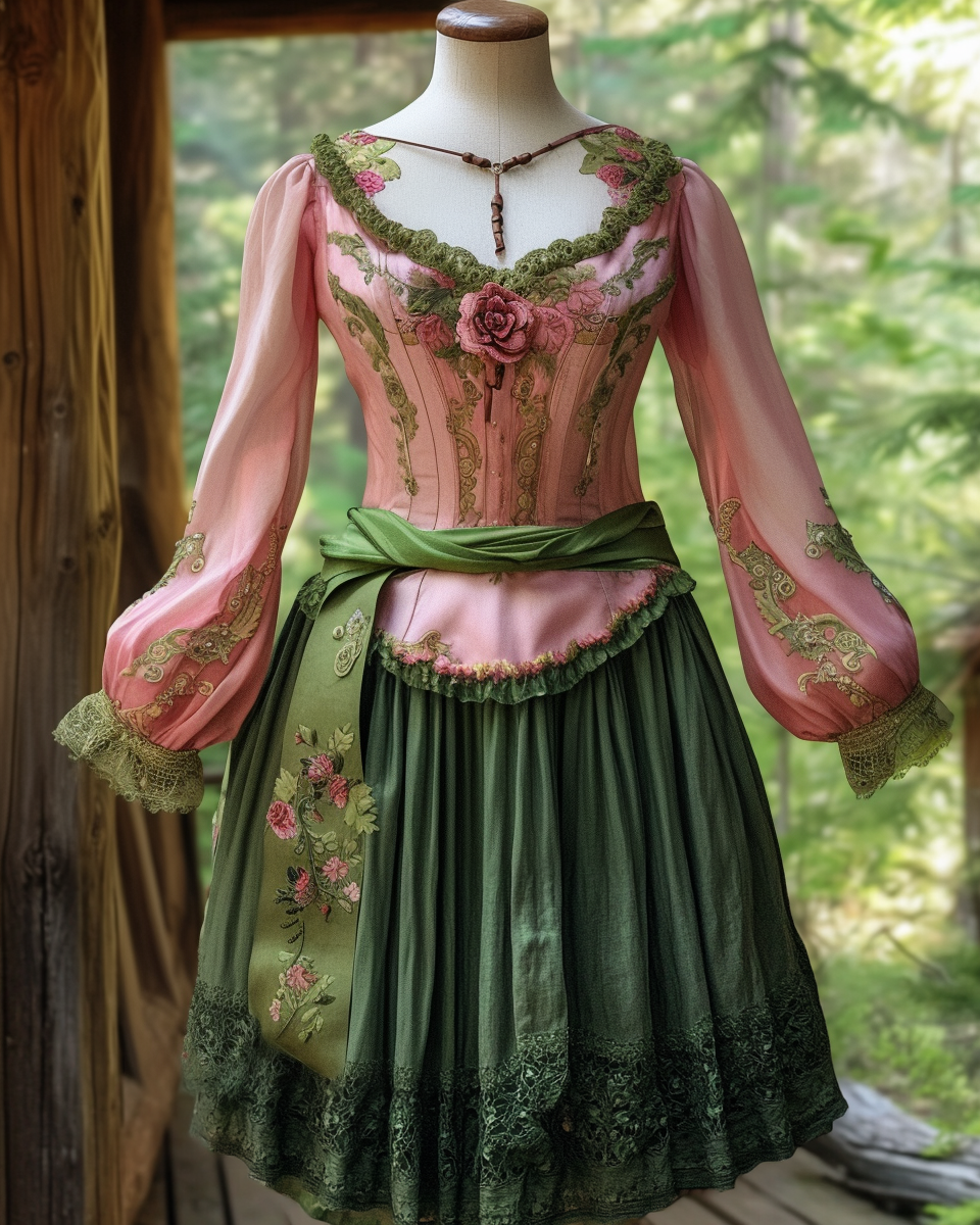Renaissance-inspired country style vacation top + skirt two piece set 7787 b792