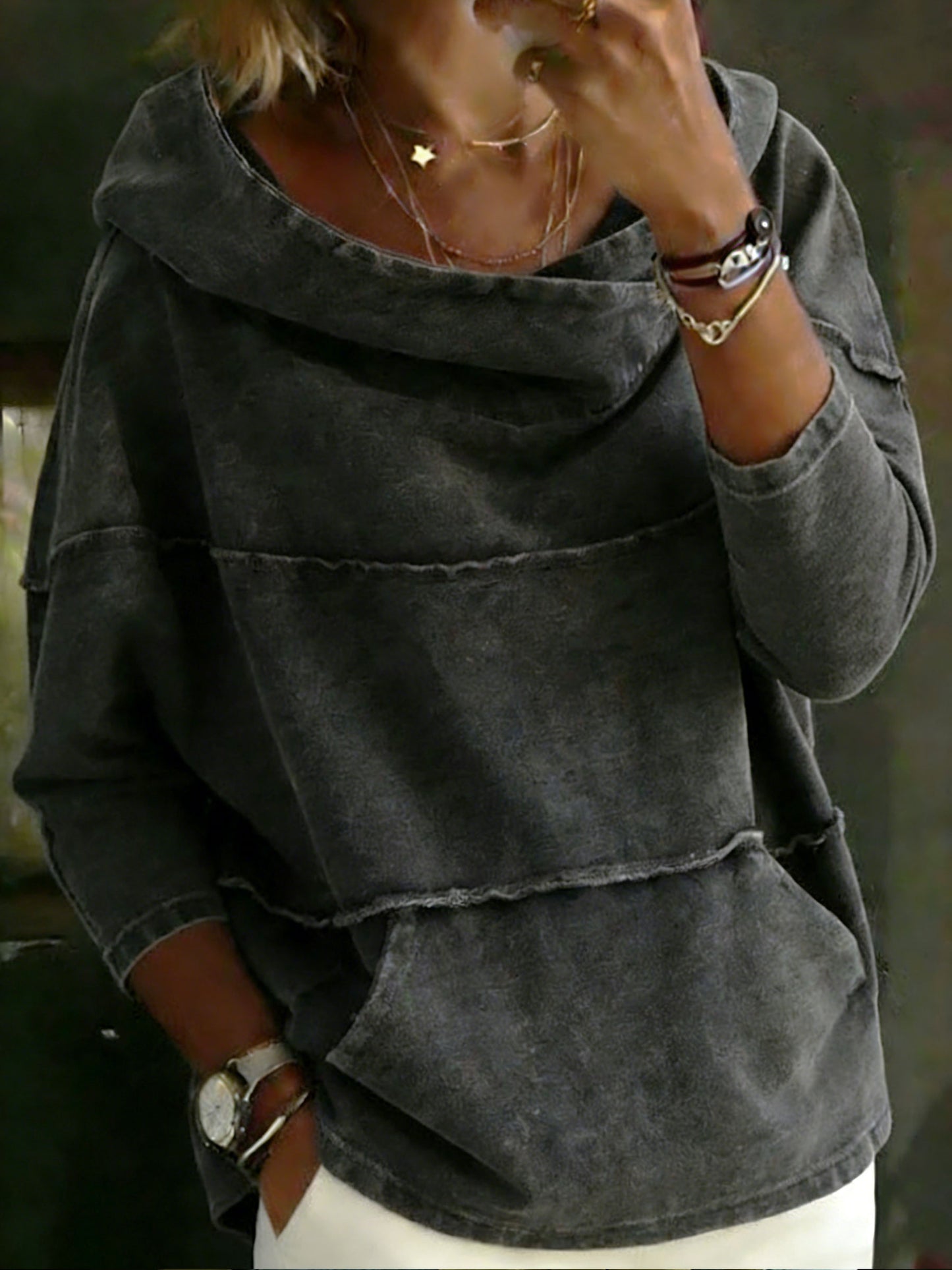 Women's Casual Long Sleeve Denim Hoodie