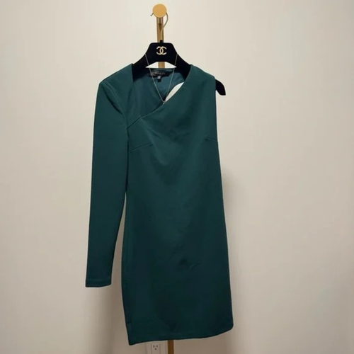 Abito Donna Monospalla Verde Smeraldo Elegante