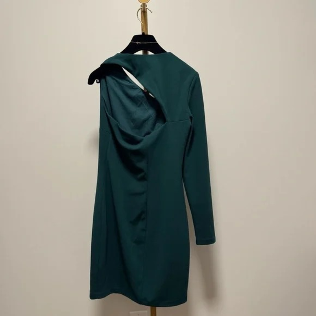 Abito Donna Monospalla Verde Smeraldo Elegante