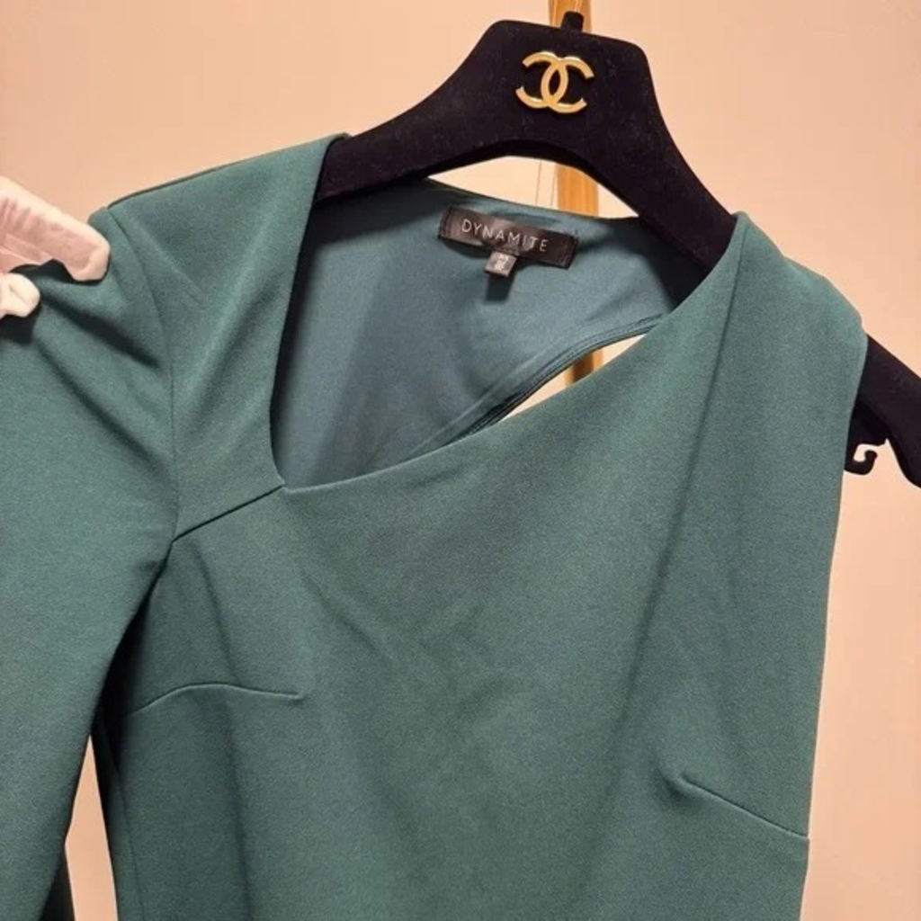 Abito Donna Monospalla Verde Smeraldo Elegante