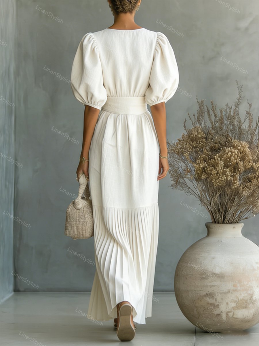 Fashion Crewneck Pleated Dress