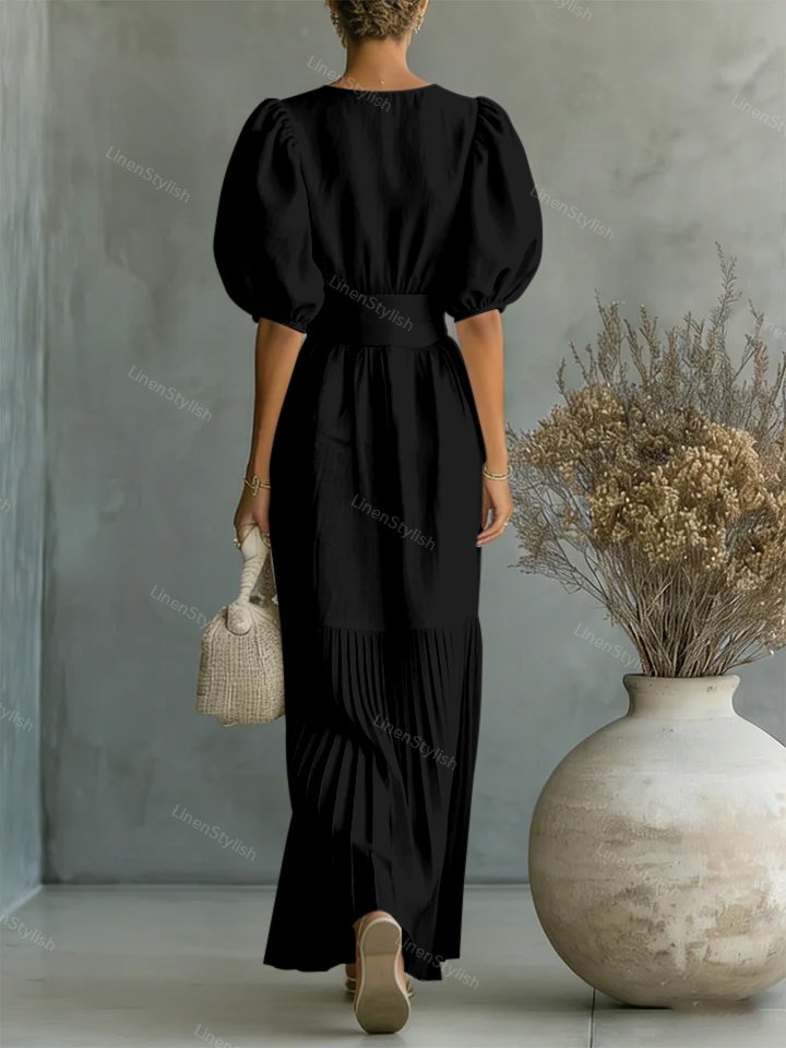 Fashion Crewneck Pleated Dress