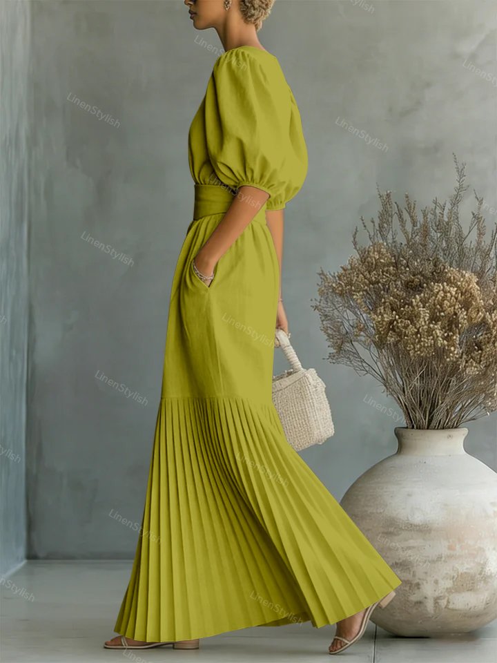 Fashion Crewneck Pleated Dress